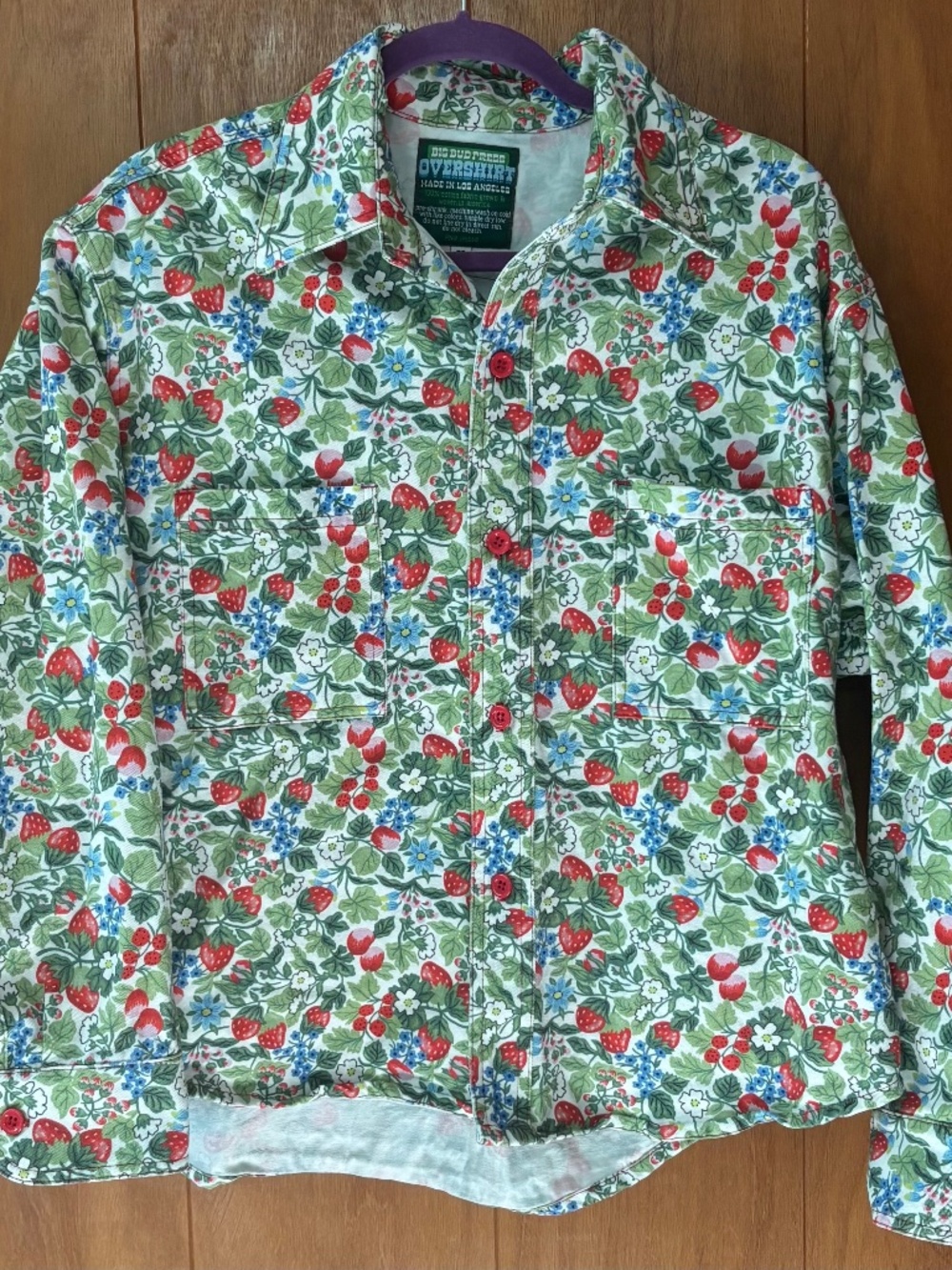 Big Bud Press Strawberry Blossom Cropped Overshirt Size M